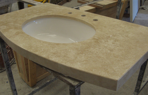 Imagen 6 de 10 de Mesada Travertino Turco Apomazado, Baño - Forma Y Diseño