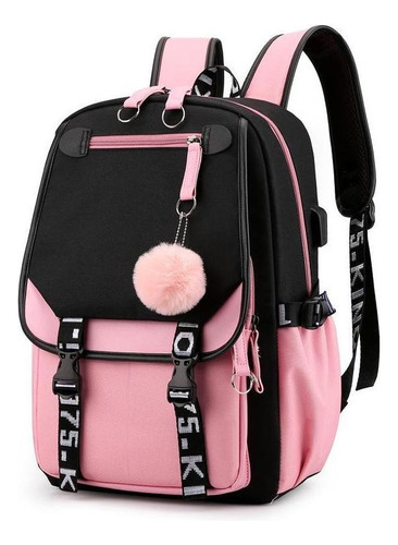 Mochila Juvenil Kawaii Coreana Con Puerto Usb