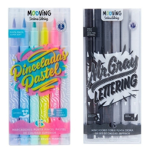 Combo Kit Marcadores Mooving Punta Pincel Para Lettering