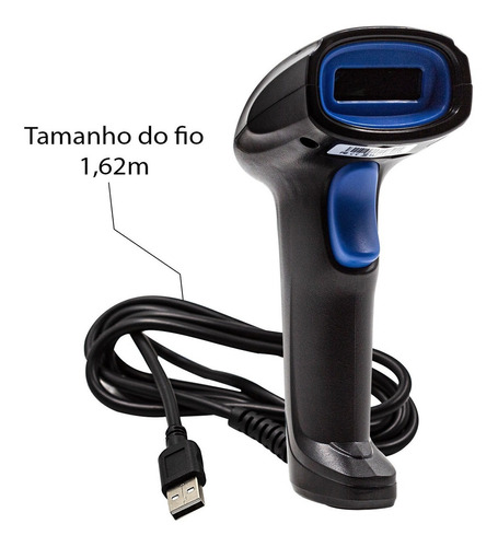 Leitor Código De Barra Qr Code Haiz C/ Fio Pdv Produtos Ean Cor Preto Tipo de conector do cabo USB 5V