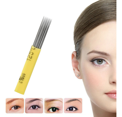 50 Cuchillas De Cejas Amarillas De Doble Hilera Con Cabeza P