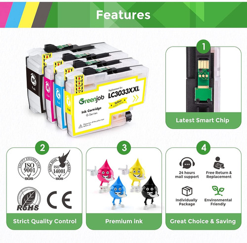 Greenjob Compatible Ink Cartridge Replacement For Brother Lc
