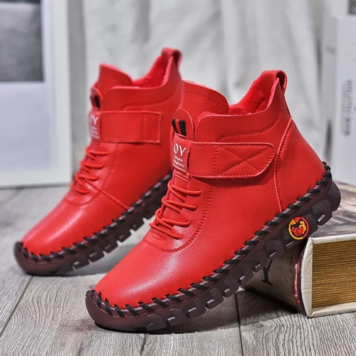 Botas Planas Forro Polar Alto Para Mujer,zapatillas Cálidas