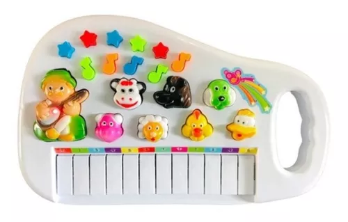 Piano teclado infantil com música e sons de animais da fazenda - Ditudotem  