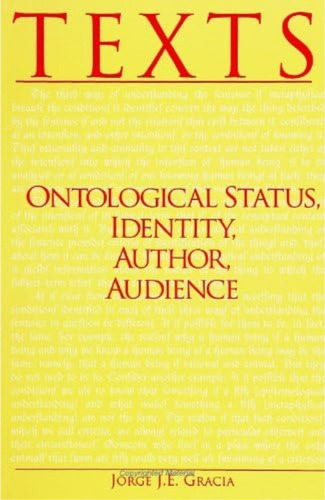 Texts: Ontological Status, Identity, Author, Audience (s U N Y Series In Philosophy) (suny Philosophy), De Gracia, Jorge J. E.. Editorial State University Of New York Press, Tapa Blanda En Inglés