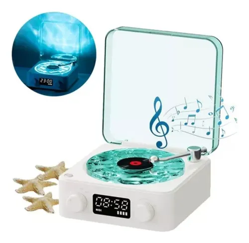 Tocadiscos De Vinilo Retro Bluetooth Parlante Waves Olas Luz