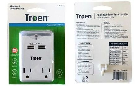 Adaptador Benjamín De Corriente Con Usb Troen Mayor Y Detal 