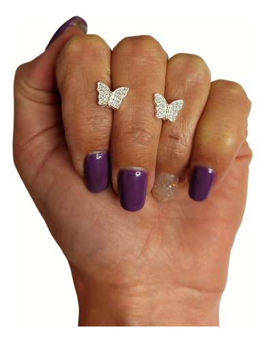 Aros Pasante Mariposa Con Cubics Plata 925 Nena Mujer