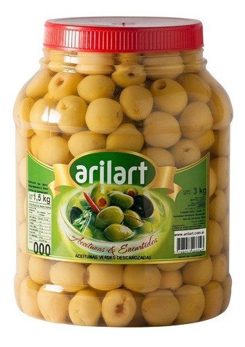 Aceitunas Verdes Sin Carozo Descarozada 000 1,5 Kg Arilart
