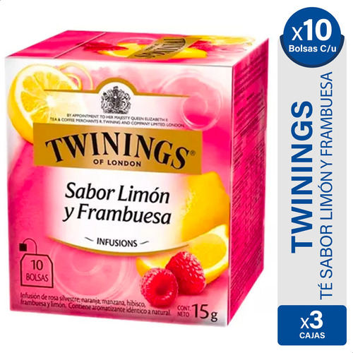 Te Twinings Limon Y Frambuesa - X3 Cajas X10 Sobres C/u