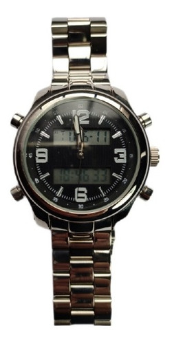 Reloj Doble Avon Acero Plateado Hombre Digital Y Análogo
