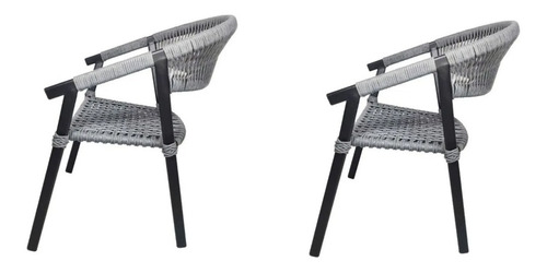 Kit 2 Cadeiras Em Alumínio E Corda Náutica Jantar Casa