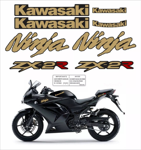 Kit Adesivo Faixa Para Kawasaki Ninja 250r Zx-2r 13404 Cor Dourado