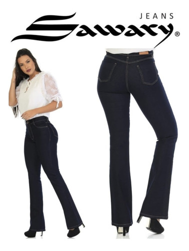 Calça Feminina Flare Sawary Cintura Alta Elastano Premium