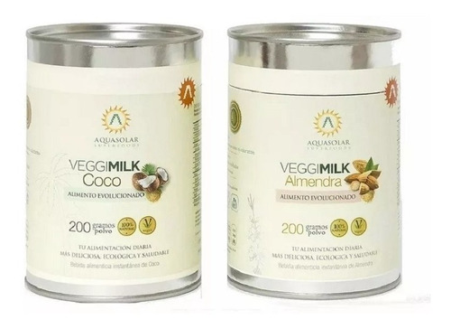 2 Leches Coco/ Almendra/ Banana Veggimilk 2x200g Para 10 Lts