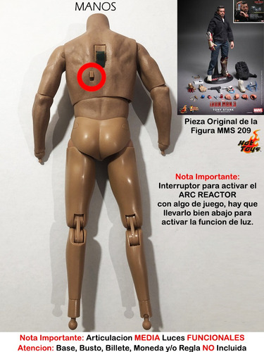 Cuerpo C/ Luz Tony Stark Hot Toys Mms209 Escala 1/6 Original (Usado)