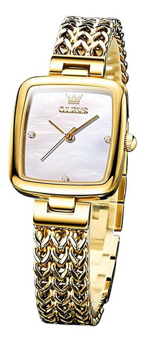 Reloj Dama Porcelana Oro Elegante Moda Fino Tendencia Lujo