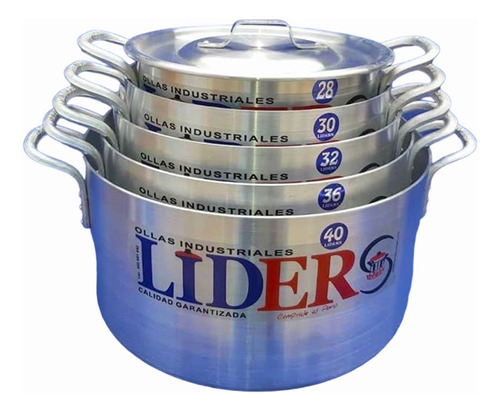 Set De Ollas Industriales Lider´s #28 Al #40 Aluminio 5pcs