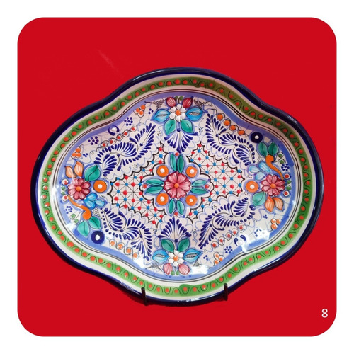 Imagen 4 de 9 de Charola Pavera Mediana De Talavera Poblana Colores Chr