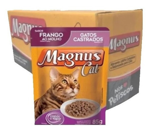 Magnus Kit 18 Un Sachê Gatos Castrados Frango Ao Molho 85g