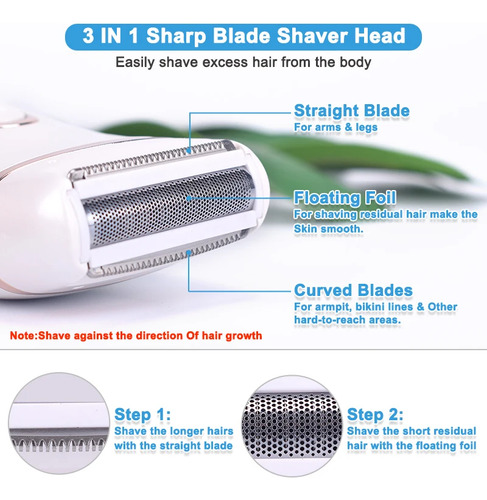 Barbeador Elétrico Feminino, Depilação Indolor, Lady Razor