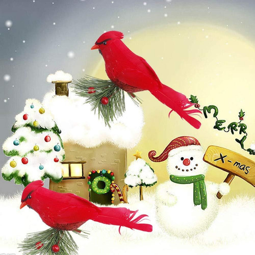10 Pájaros Cardenales Rojos Artificiales Con Clip, Clip