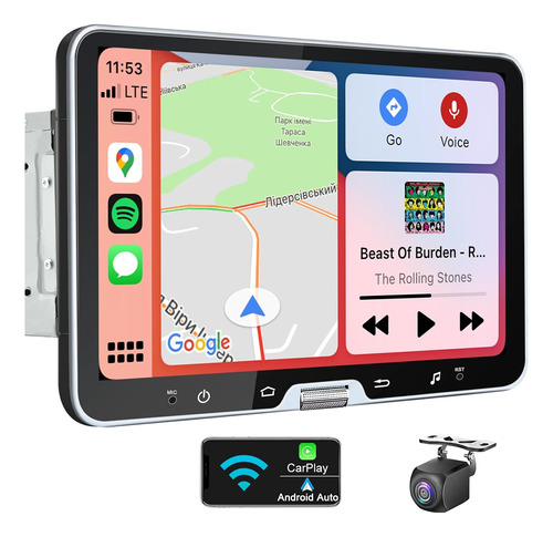 Estéreo De Coche De Doble Din De 10 Pulgadas, Pantalla Tácti
