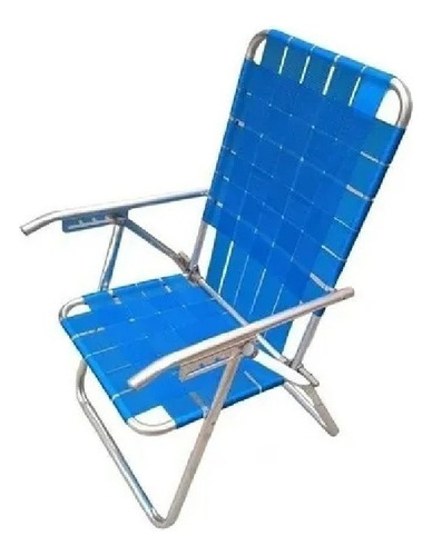 Reposera Aluminio Sillon Plegable 5 Posicion Descansar 80002 Color Azul