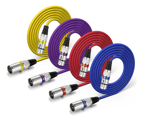 Cable Xlr De 6 Pies Paquetes De 4 Colores Cable De Micr...