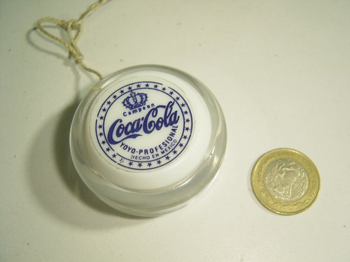 Vintage Yoyo Coca Cola Campeón En Acrílico Blanco Y Transpar