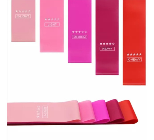 Ligas Elásticas, Pack 5 Bandas De Resistencia Pilates, Yoga