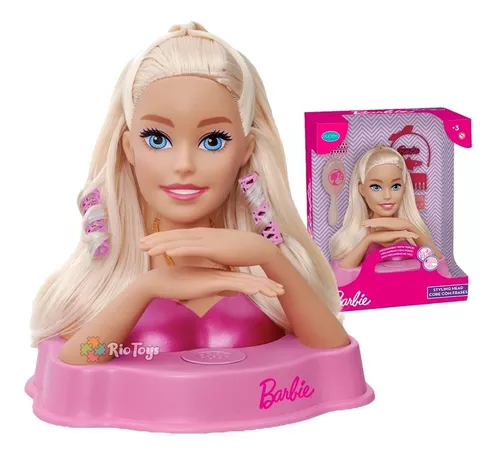 Barbie Boneca Busto Make Hair Fala 12 Frases Com Acessórios