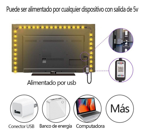 Tira Led Bluetooth Rgb 5050 Para Decoración De Dormitorio De