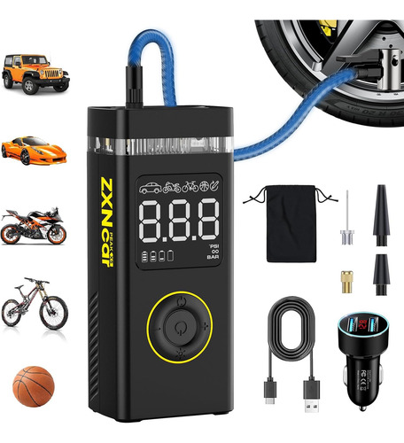 Inflador De Neumáticos Portátil De 200 Psi Con Medidor