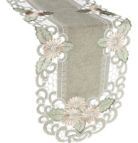 ~? Bordado En Oro Daisy Fleur Latte Long Table Runner O Bufa