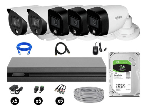 Cámaras Seguridad Exterior Dahua Kit5 1080p Vision Noche 2tb