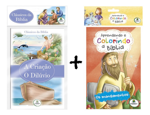 Kit Com 20 Livros Bíblicos - 10 Para Colorir E 10 Para Ler