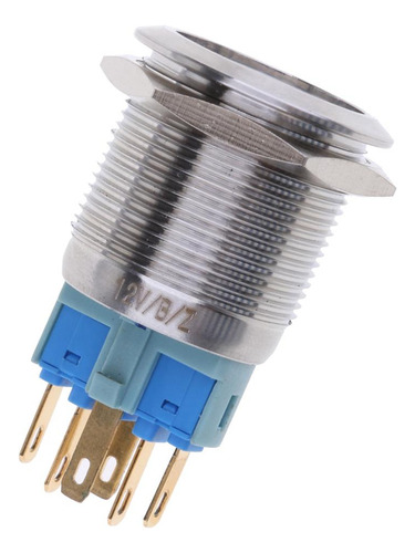 Interruptor De Botón Led De 12v Azul 22 Mm