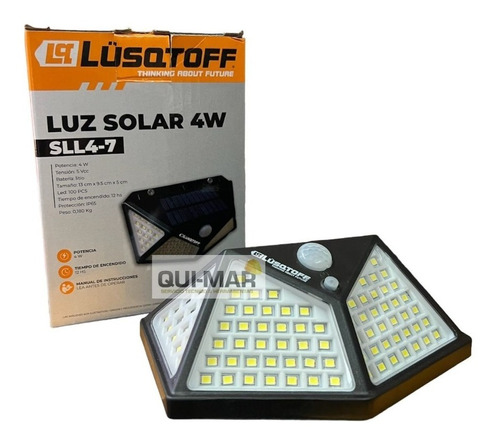 Imagen 1 de 8 de Reflector Solar Led Panel Recargable 100 Leds Luz Lusqtoff