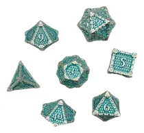 Comprar Set De 7 Dados Juegos De Rol - Aqua Y Pleatados - Metálico