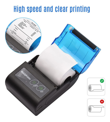 Imagen 3 de 7 de Mini Impresora Térmica 58mm Portátil Bluetooth De Mano