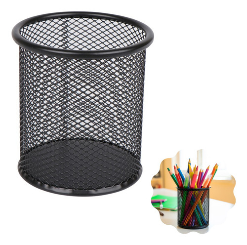 Porta Caneta Lápis Metal Para Escritório Redondo