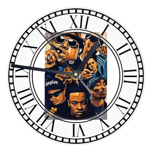Reloj Redondo Madera Brillante Hip Hop Mod 62