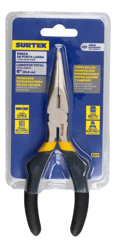 Pinza Punta Larga 6'' Surtek® Mango Antideslizante