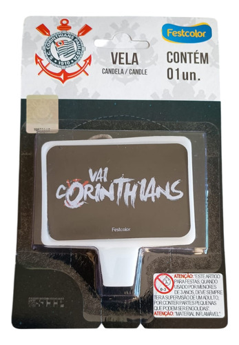 Vela Aniversário Festa Plana Topo Bolo Frase Vai Corinthians