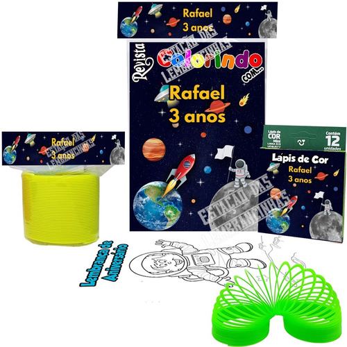 20 Livrinhos Colorir + Lápis De Cor Mola Maluca - Lembrancinhas Personalizadas Casamento - Aniversário - Dia Das Crianças - Natal - Escolas - Consultório - Dentista -  Astronauta