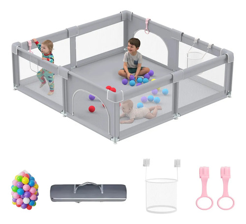Cercadinho Grande Para Bebe Infantil Vário Tamanho Acessório 127×127cm Cinza