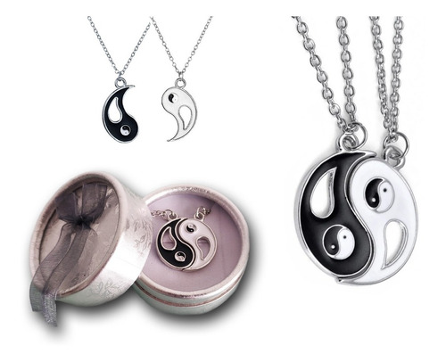 Collar Yin Yang 2 Mitades Amistad-pareja + Estuche + Cadena