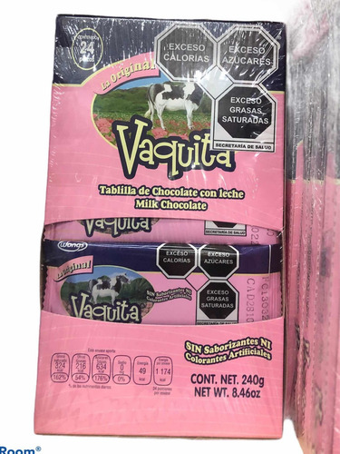 Chocolate Vaquita Con Leche Wongs Mediano 504 Pz 10 G C/u