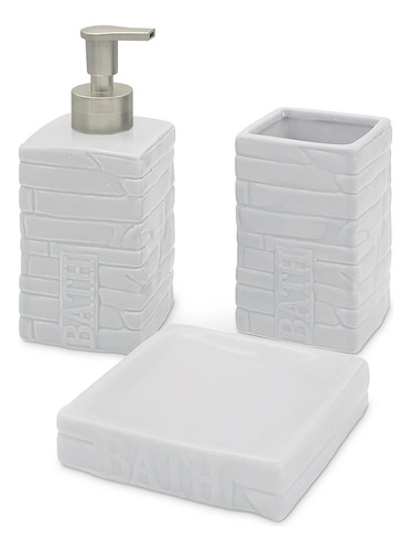 Kit Accesorios Set Baño 3 Piezas Ceramica Ducha Deco 82006